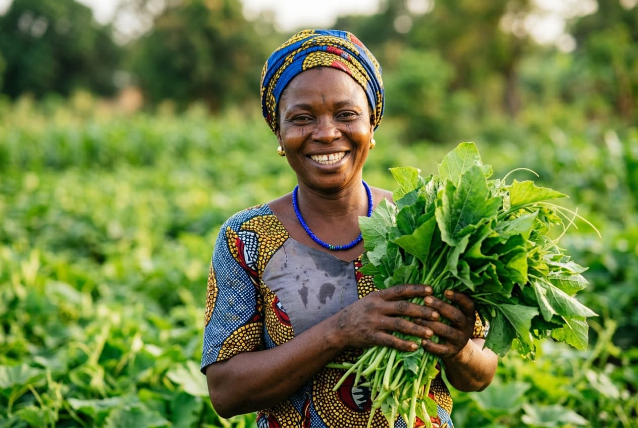 A farmer standing in a field
